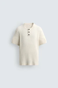RIB KNIT HENLEY T-SHIRT