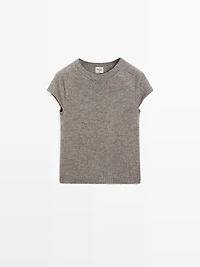 Short sleeve knit alpaca and silk sweater - LIMITED