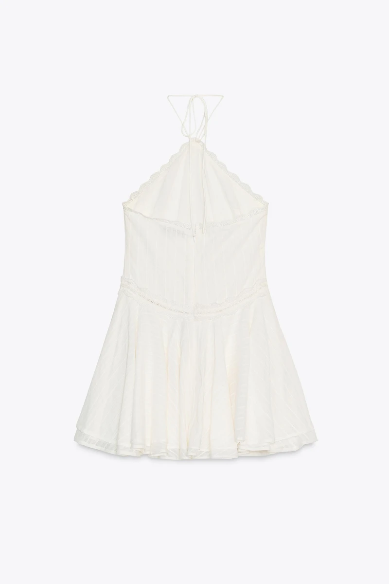 ROBE COURTE HALTER À VOLANTS