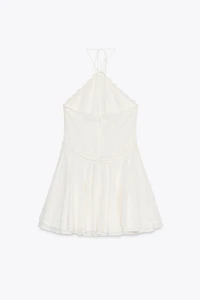 ROBE COURTE HALTER À VOLANTS
