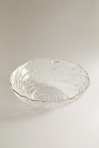 GLASS BOWL WITH GOLD RIM