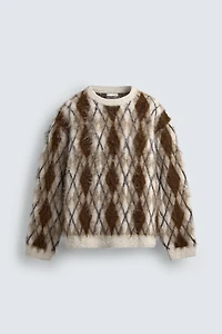 BRUSHED JACQUARD ARGYLE JUMPER