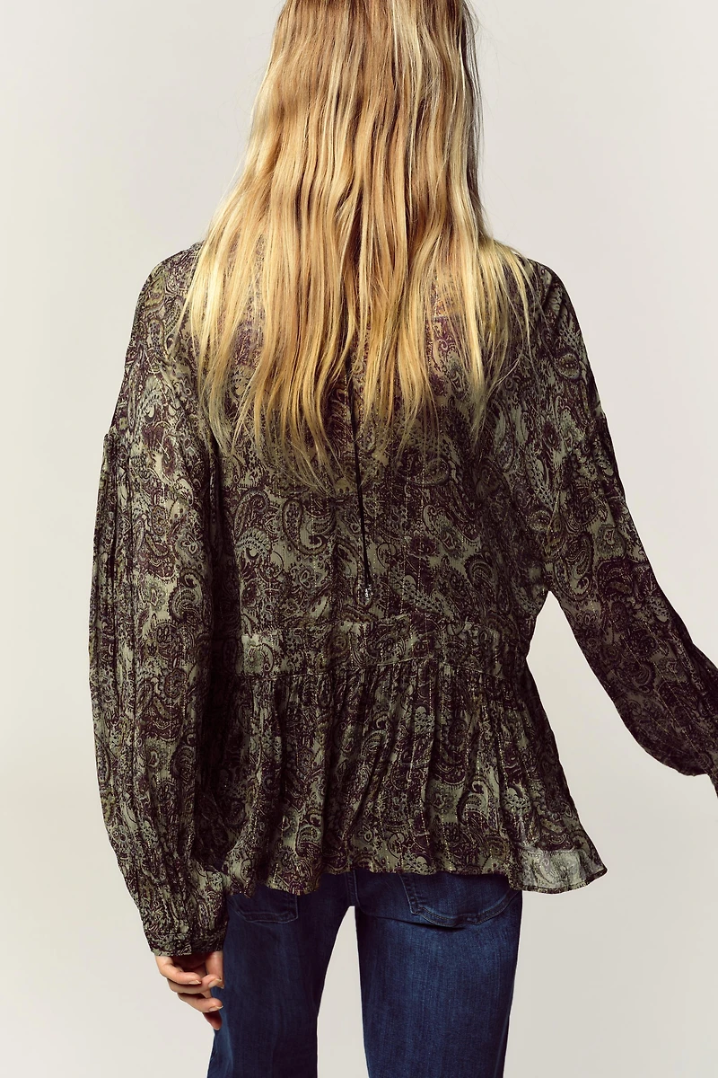 METALLIC THREAD PRINT BLOUSE