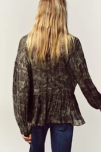 METALLIC THREAD PRINT BLOUSE