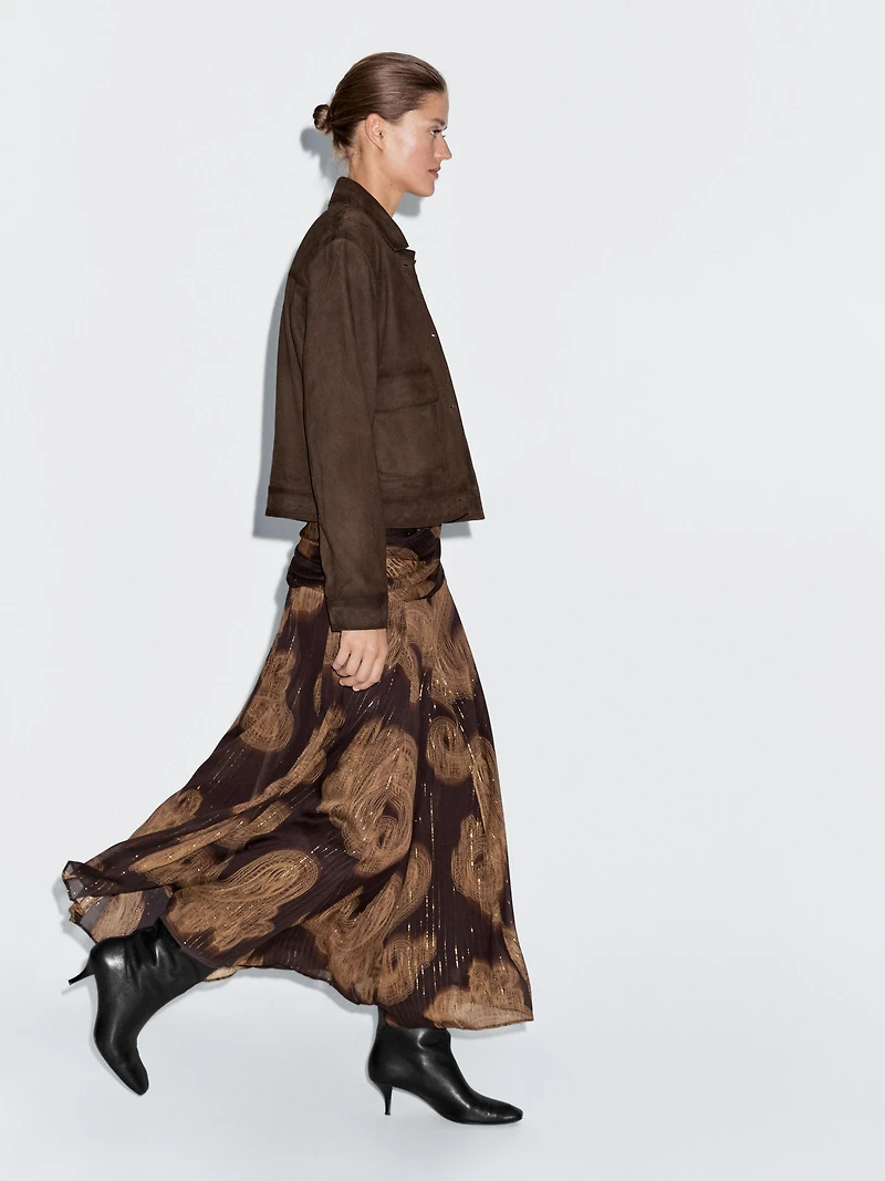 Jupe midi fluide à imprimé cachemire