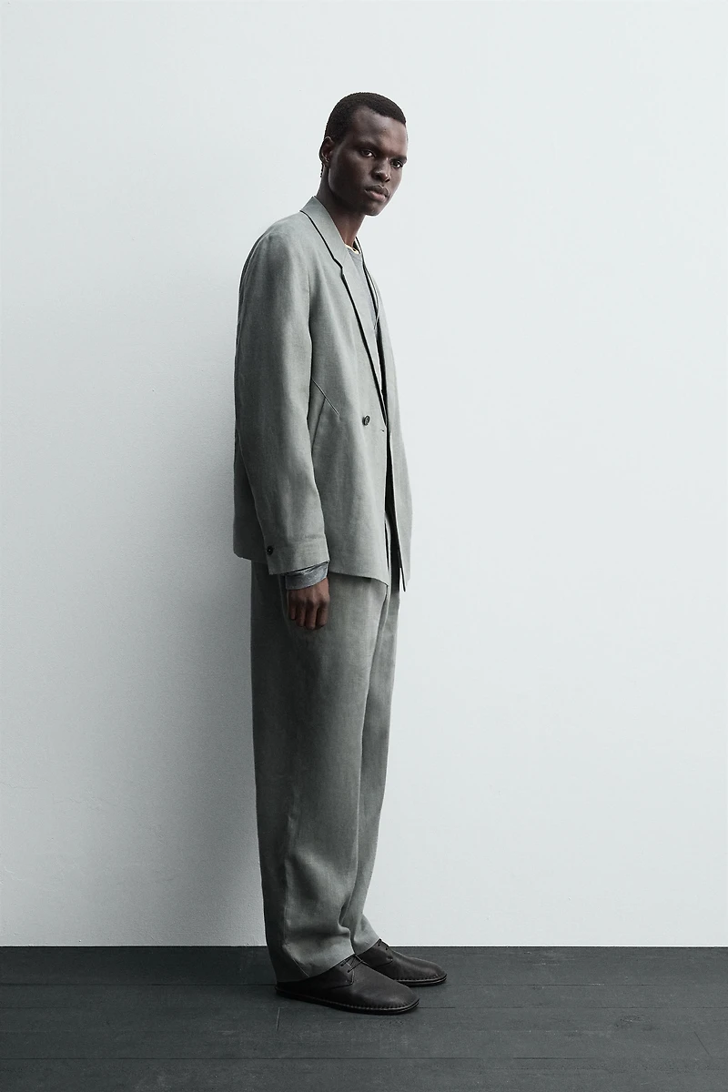 100% LINEN DOUBLE BREASTED SUIT BLAZER