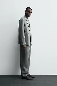 100% LINEN DOUBLE BREASTED SUIT BLAZER