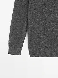 Knit cotton and wool sweater with crew neck