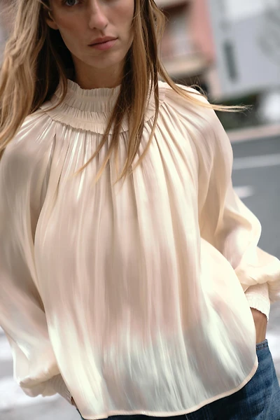 SATIN EFFECT SHIMMER BLOUSE