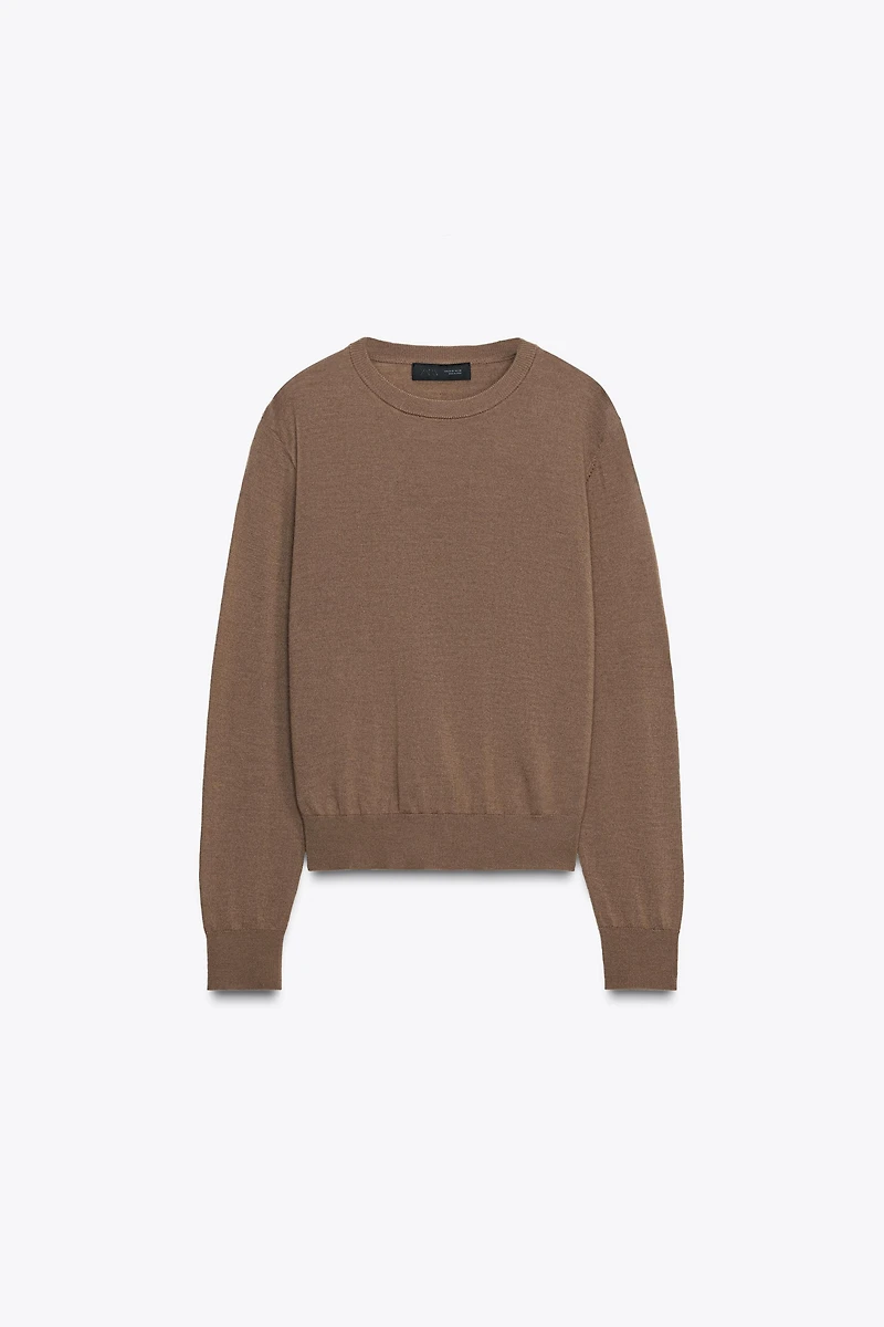 100% WOOL PLAIN KNIT SWEATER