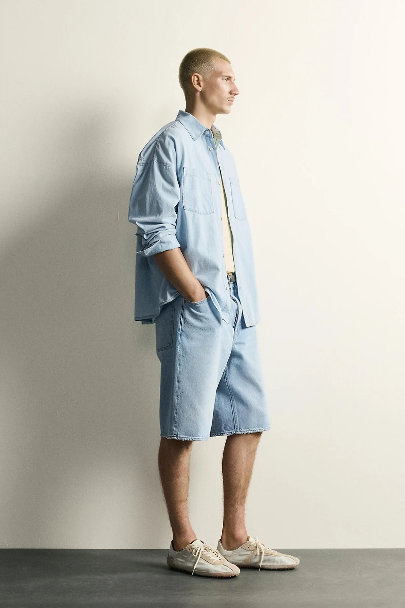 LIGHTWEIGHT WASHED DENIM SHIRT