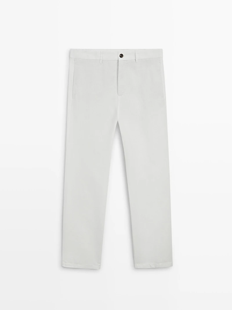Pantalon tapered fit lin