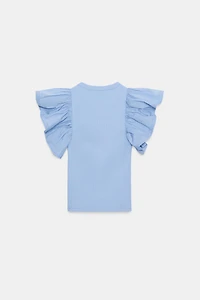 COMBINATION RIB RUFFLE T-SHIRT