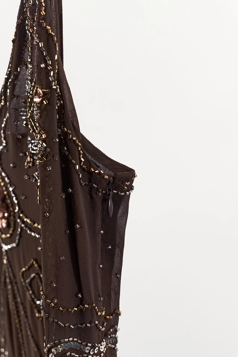 GEORGETTE DRESS WITH SEQUINS AND BEADING