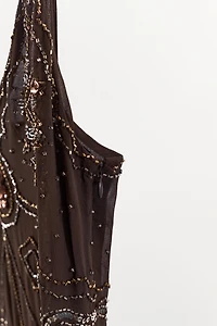 GEORGETTE DRESS WITH SEQUINS AND BEADING