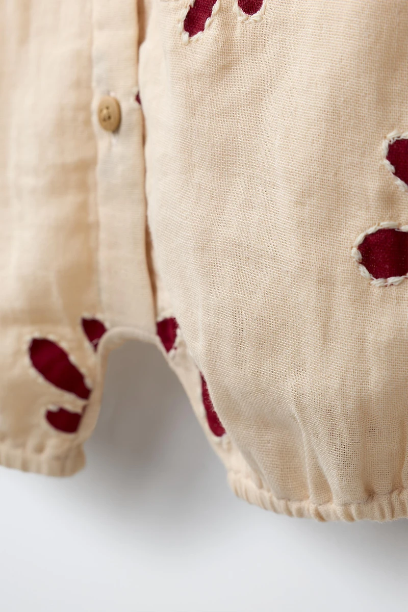 EMBROIDERED TEXTURED ROMPER