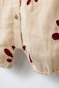 EMBROIDERED TEXTURED ROMPER