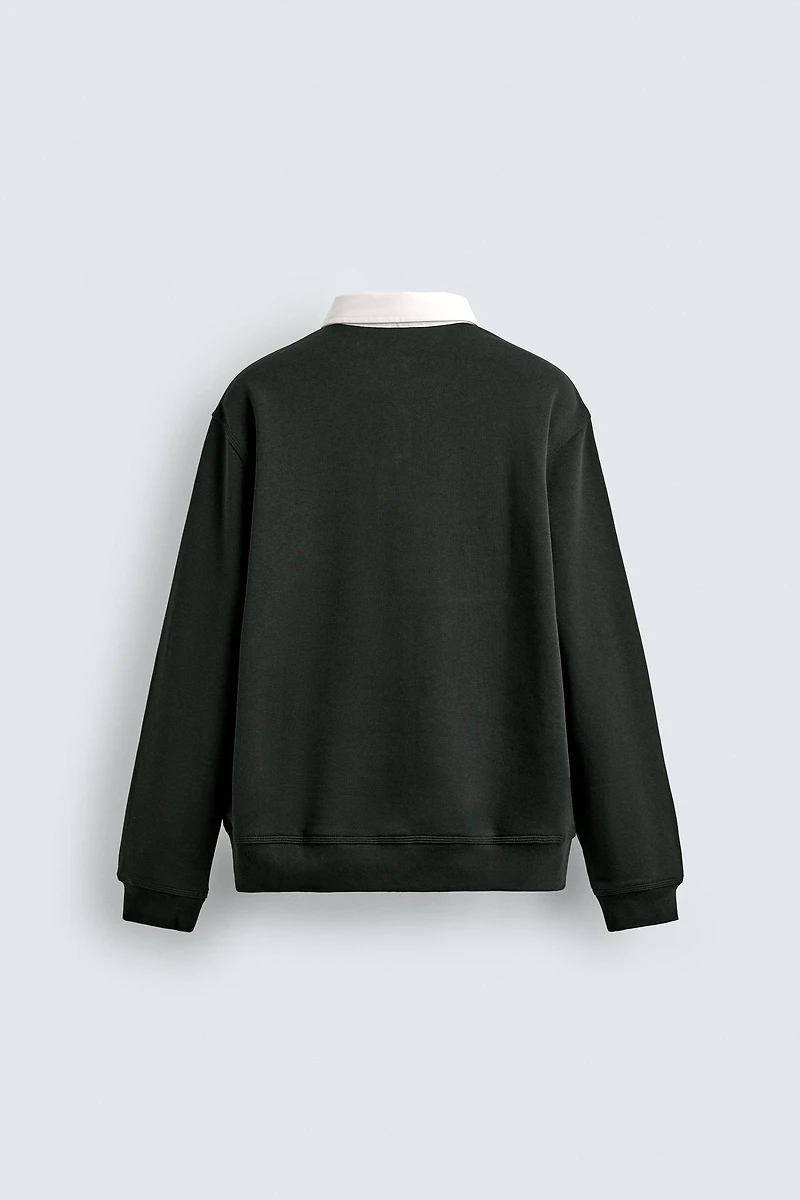 CONTRAST COLLAR POLO SWEATSHIRT