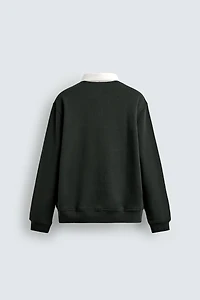 CONTRAST COLLAR POLO SWEATSHIRT