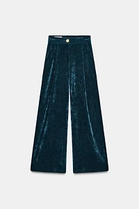 VELVET WIDE LEG PANTS