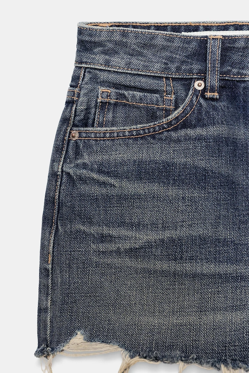 TRF RIPPED MID-RISE DENIM SHORTS