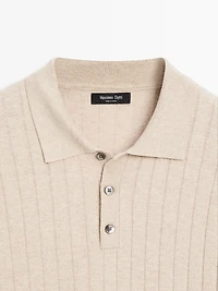 Ribbed knit polo shirt