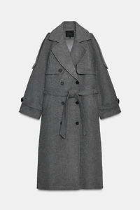 DOUBLE-BREASTED BELTED COAT WITH LOOPS
