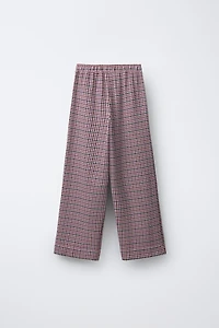 TEXTURED HOUNDSTOOTH WIDE LEG PANTS