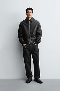 FAUX LEATHER PUFFER JACKET