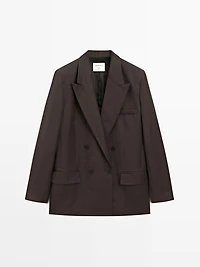 Double-breasted linen blend blazer - STUDIO