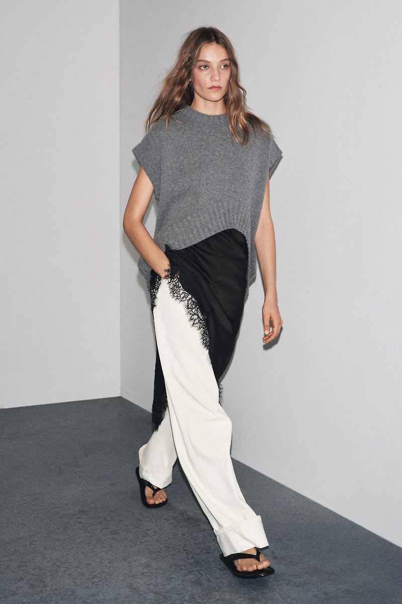 GILET OVERSIZE EN MAILLE AVEC LAINE