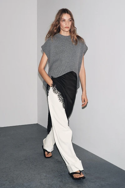 GILET OVERSIZE EN MAILLE AVEC LAINE