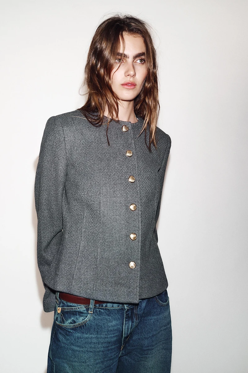 VESTE AJUSTÉE COL ROND