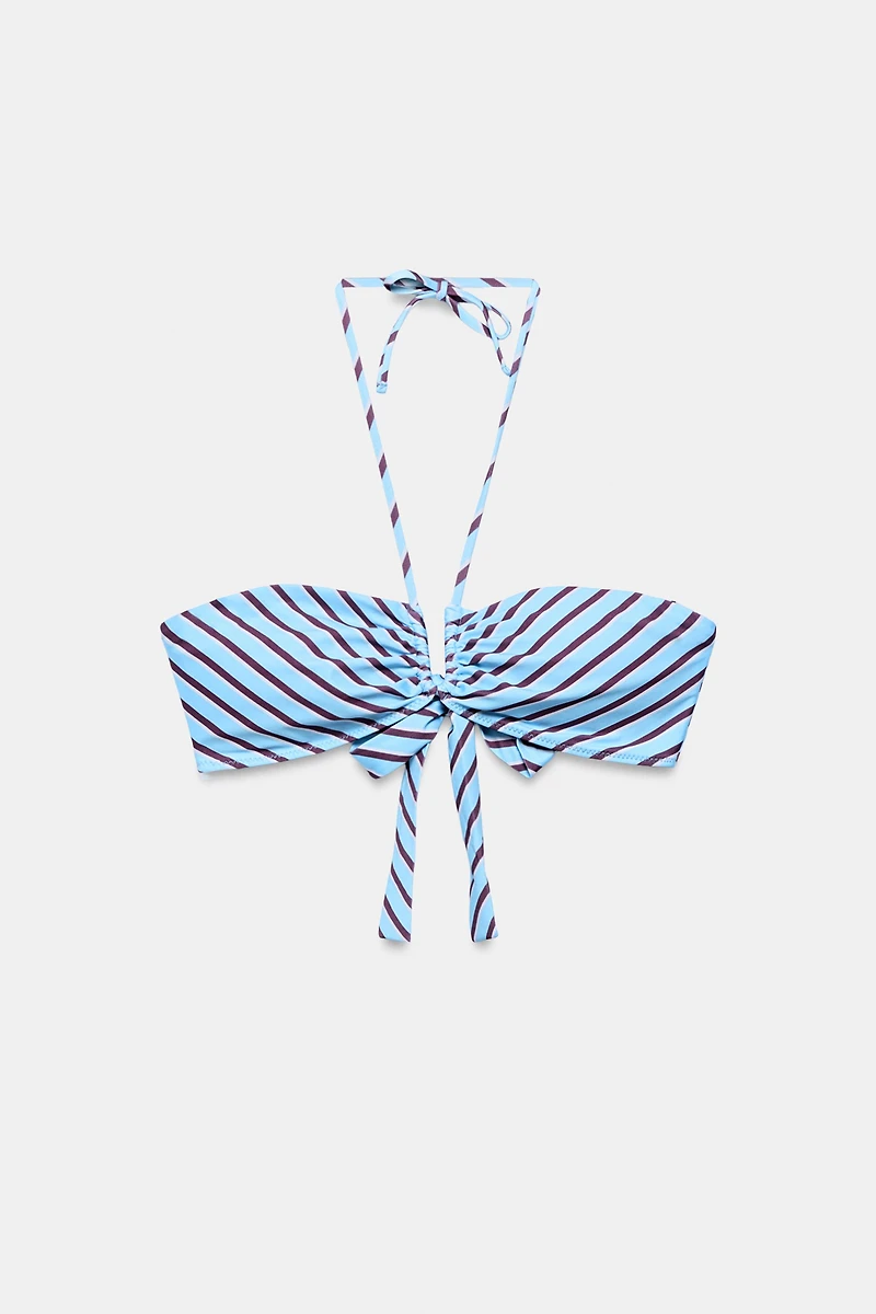 STRIPED BANDEAU BIKINI TOP