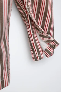 STRIPED TWILL OVERALLS