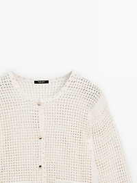 100% cotton openwork crochet cardigan