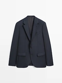 100% cool wool striped suit blazer