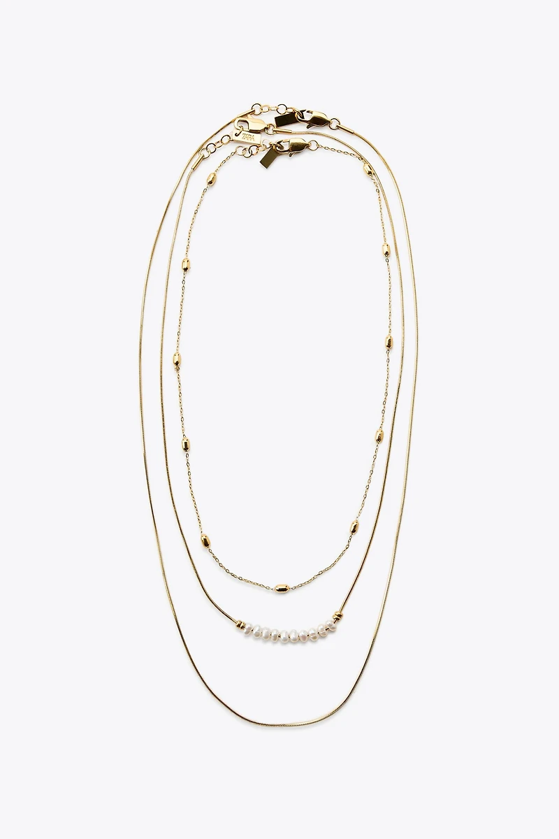 WATERPROOF 3-PACK CHAIN AND PEARL NECKLACES