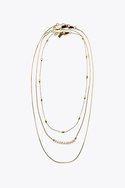WATERPROOF 3-PACK CHAIN AND PEARL NECKLACES