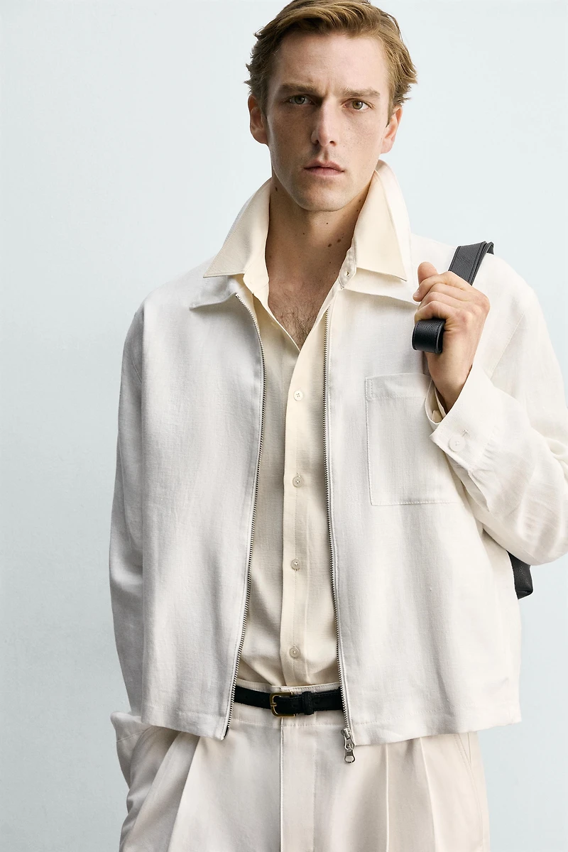 100% LINEN ZIP JACKET