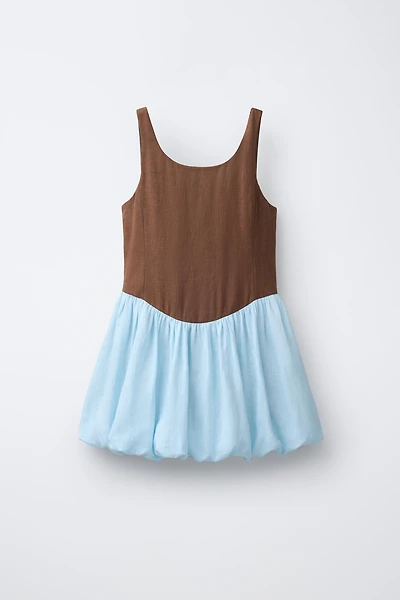 100% LINEN COLOR BLOCK DRESS