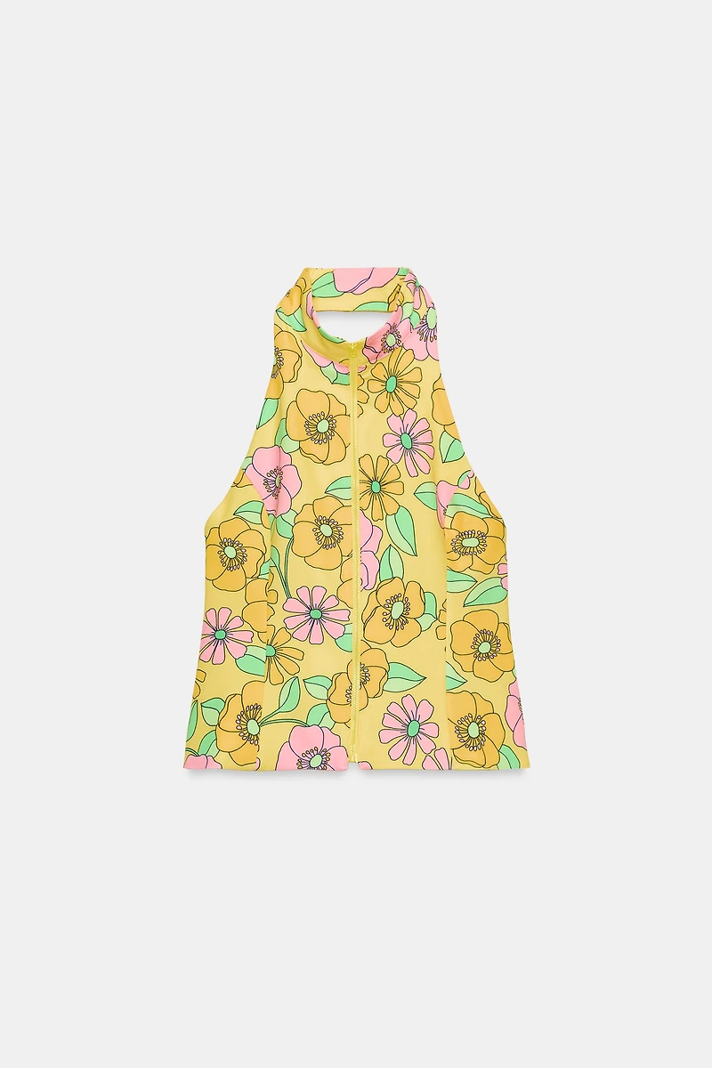 FLORAL HALTER TOP