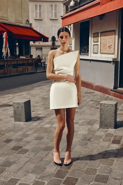 ASYMMETRIC NECK MINI DRESS