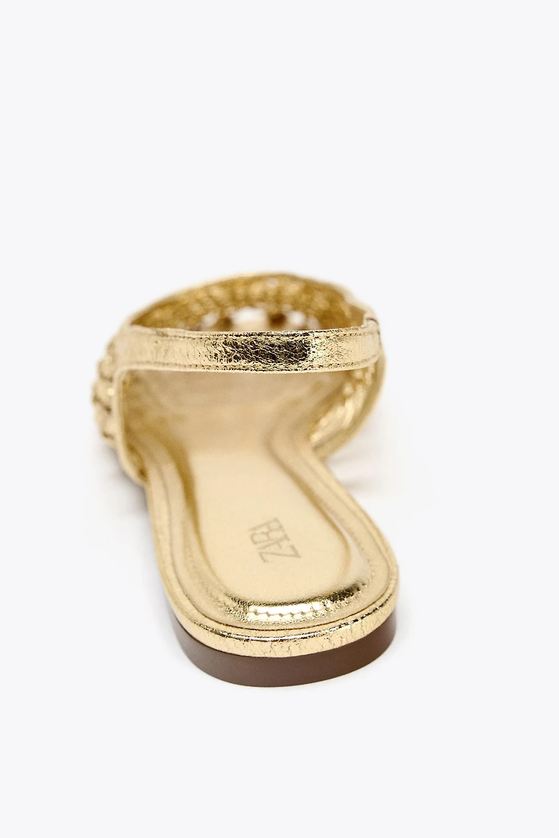 METALLIC BRAIDED SLINGBACKS