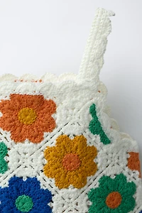 TOP EN MAILLE CROCHET À FLEURS