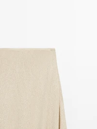 Long herringbone cotton blend skirt