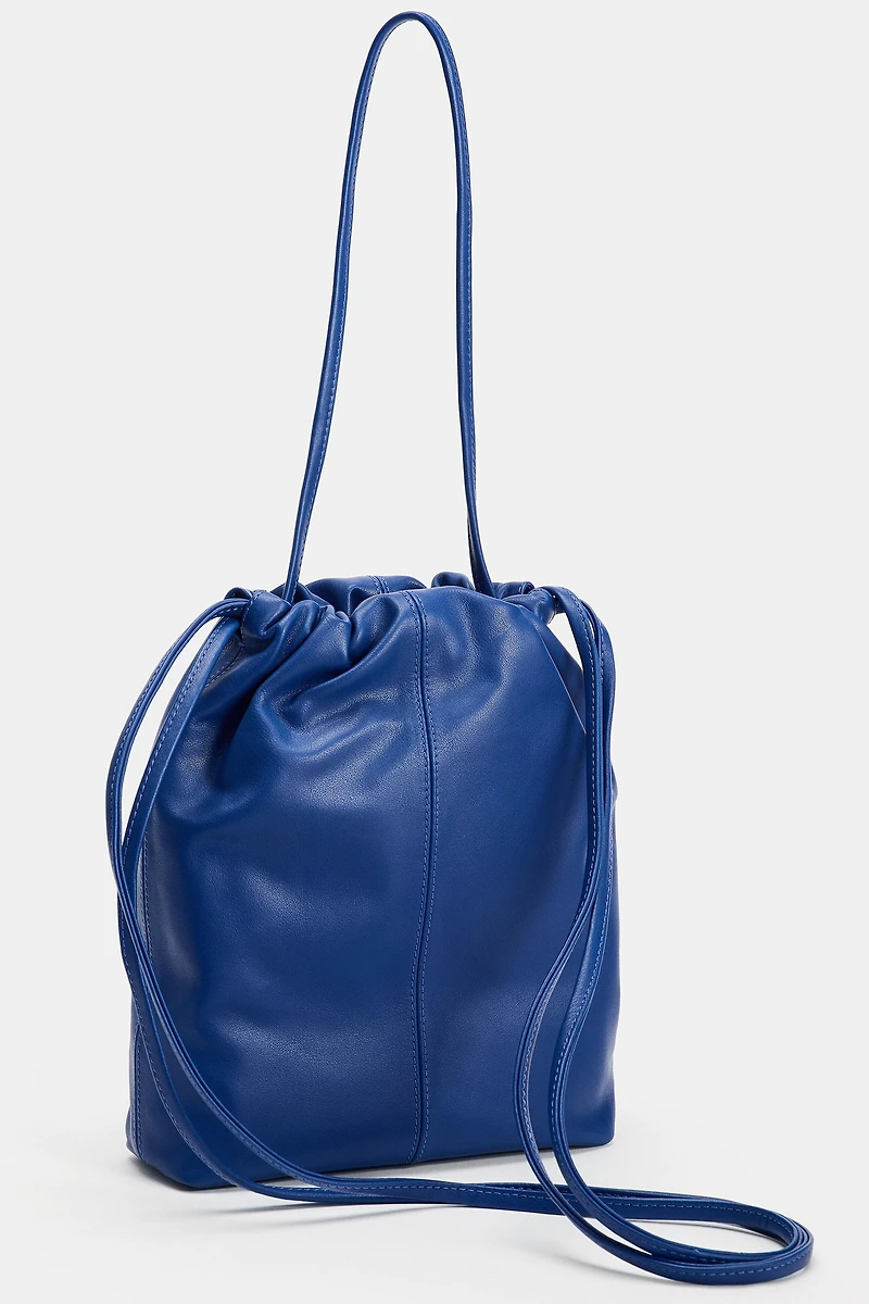 LEATHER DRAWSTRING CROSSBODY BAG