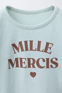 WASHED EFFECT TEXT T-SHIRT