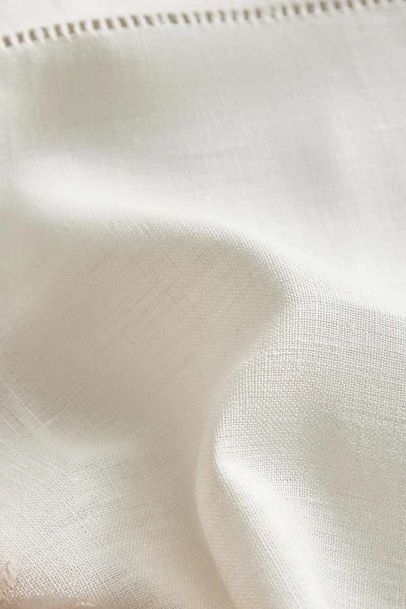 LOT DE 4 SERVIETTES DE TABLE COCKTAIL LIN BRODÉ