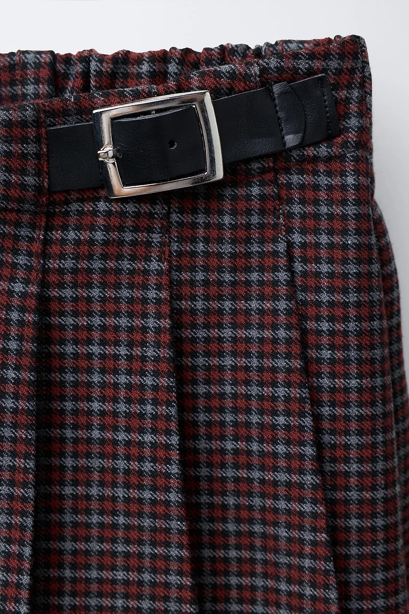 PLAID BUCKLE SKORT